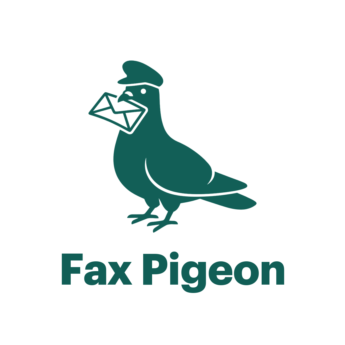 Fax Pigeon logo: the teal pigeon above the name