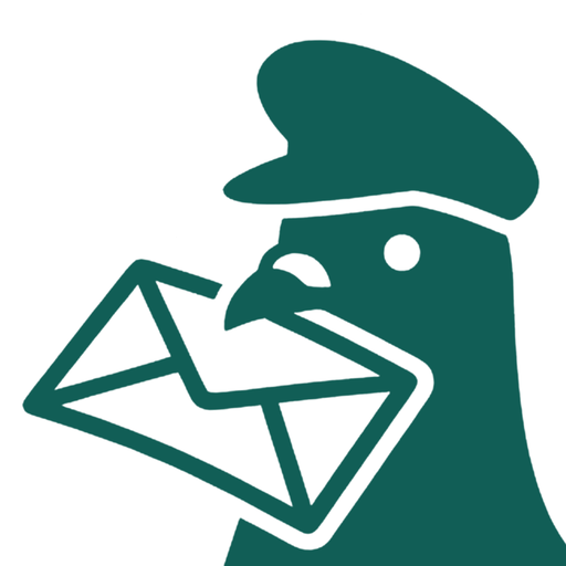 Fax Pigeon logo, a close-up of the pigeon's face with a white outline